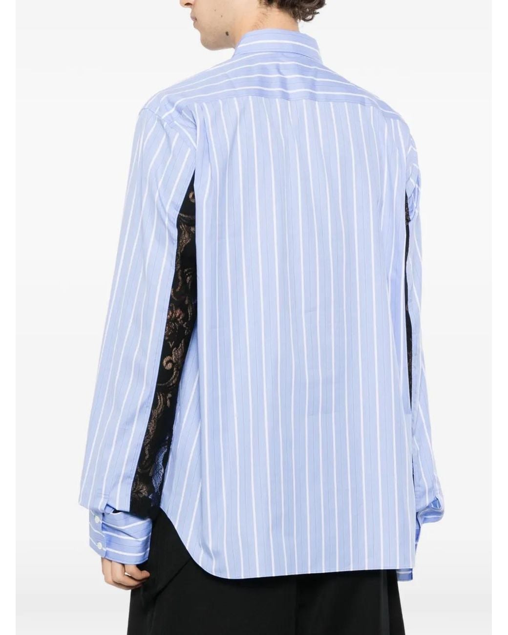 Comme des Garçons Blue Lace-Panelled Stripe Shirt for men