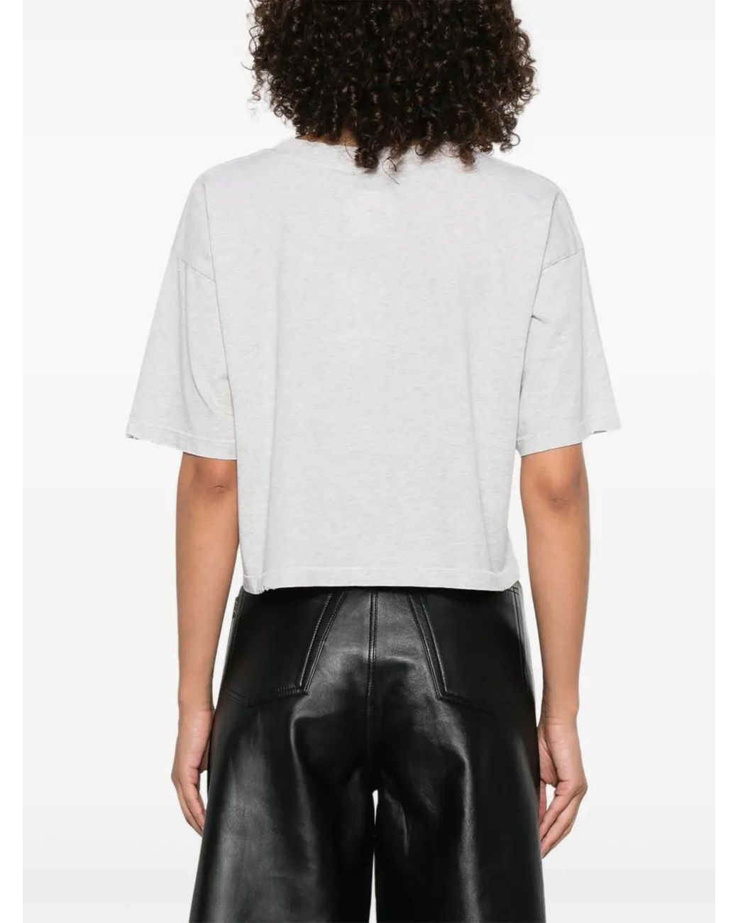 Anine Bing Gray Johnny Cropped Tee