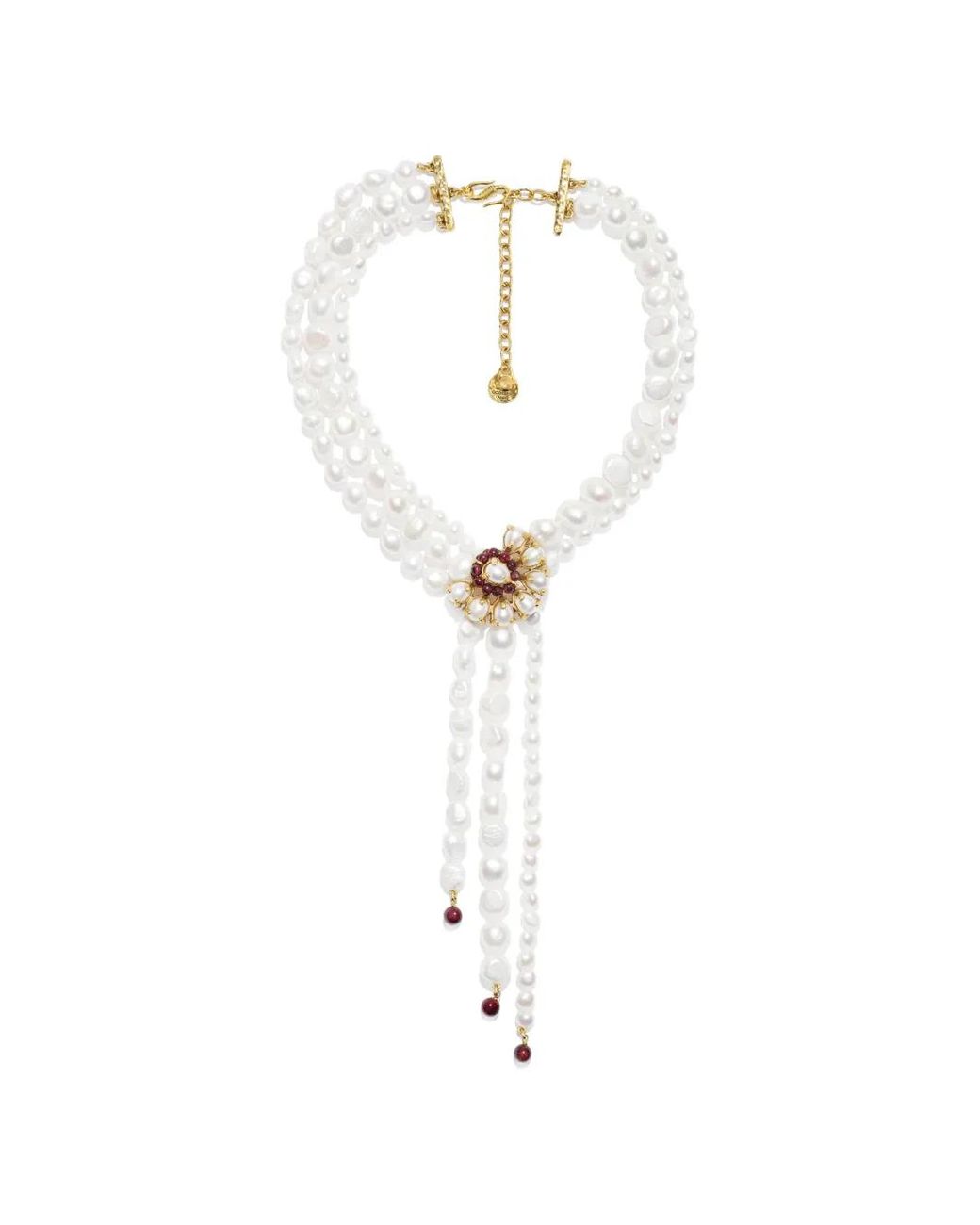 Goossens White Perles Baroques Tie Necklace