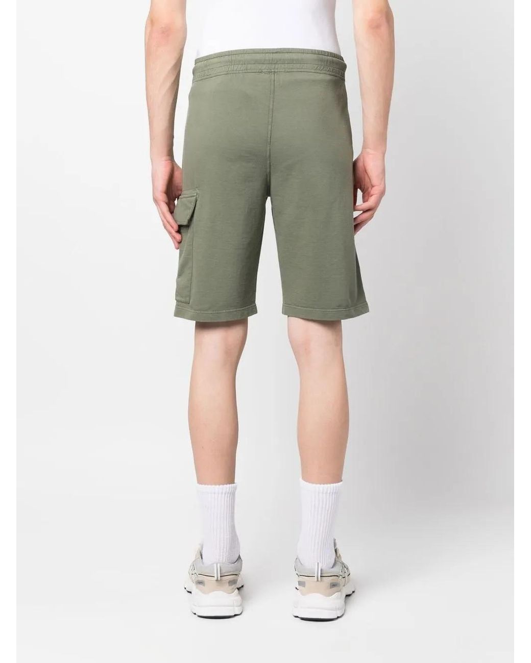 C P Company Green Lens-Detail Cargo Shorts for men