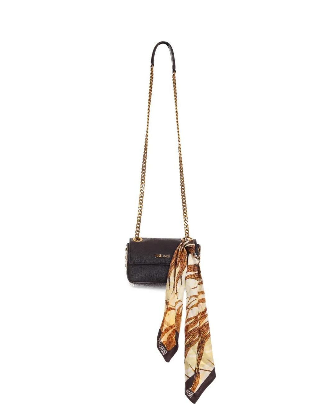 Just Cavalli Metallic Scarf-Detail Shoulder Bag
