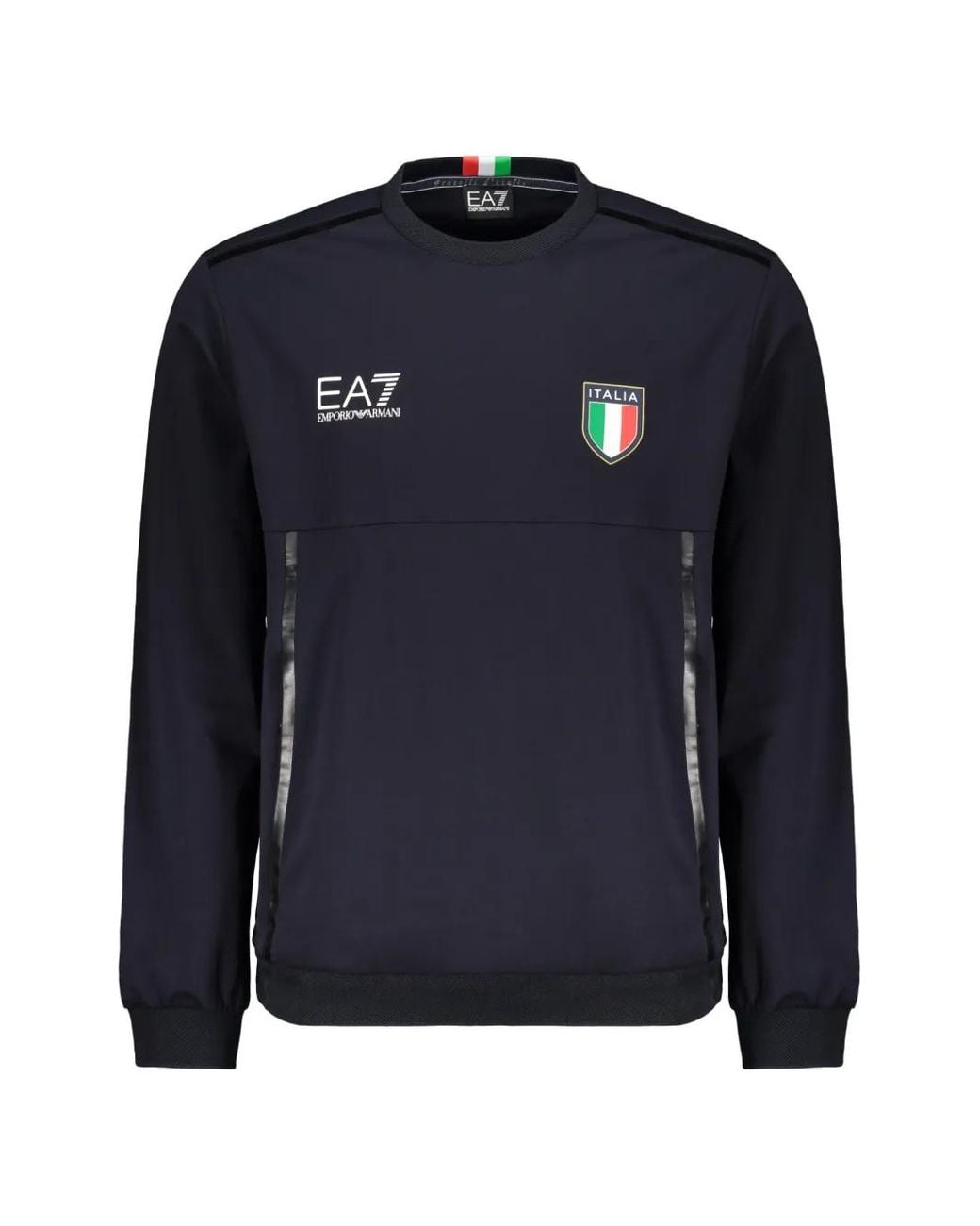 EA7 Blue Logo-Print Italia Sweatshirt for men