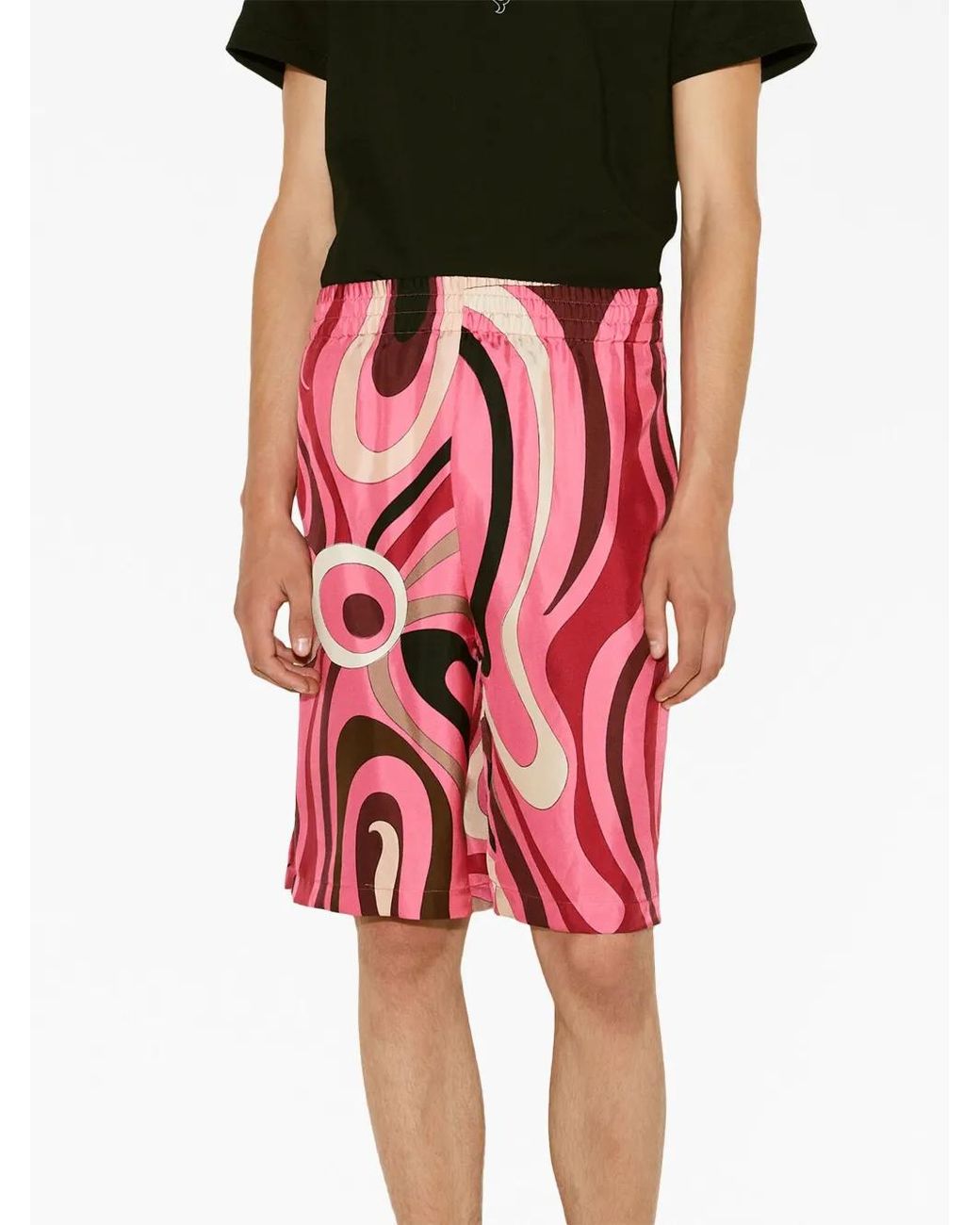Emilio Pucci Red Abstract-Print Bermuda Shorts