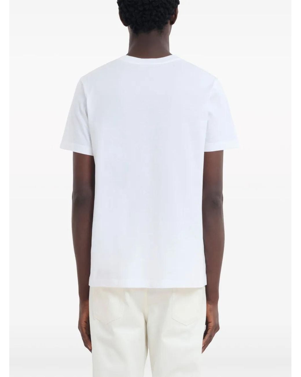 Marni White Gingham Logo-Print Cotton T-Shirt for men