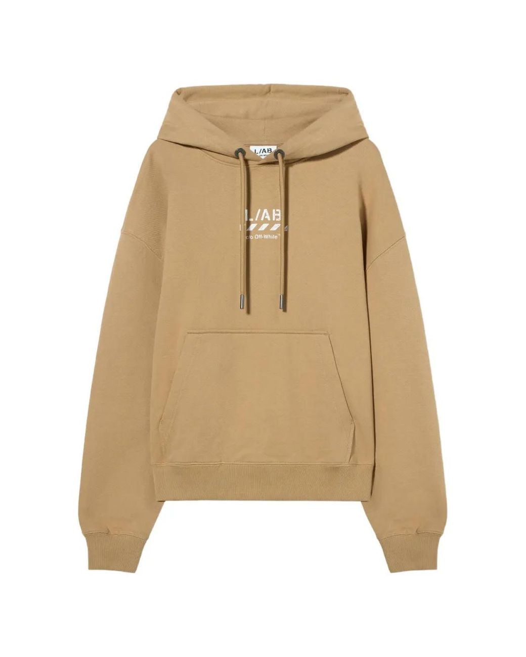 LAB C.O. OFF WHITE Natural Diagonal Motif Logo-Print Hoodie for men