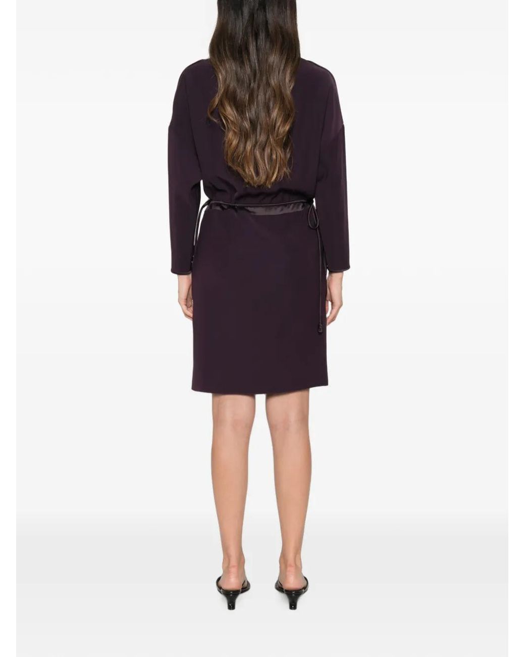 Emporio Armani Blue Drawstring-Waist Long-Sleeve Dress
