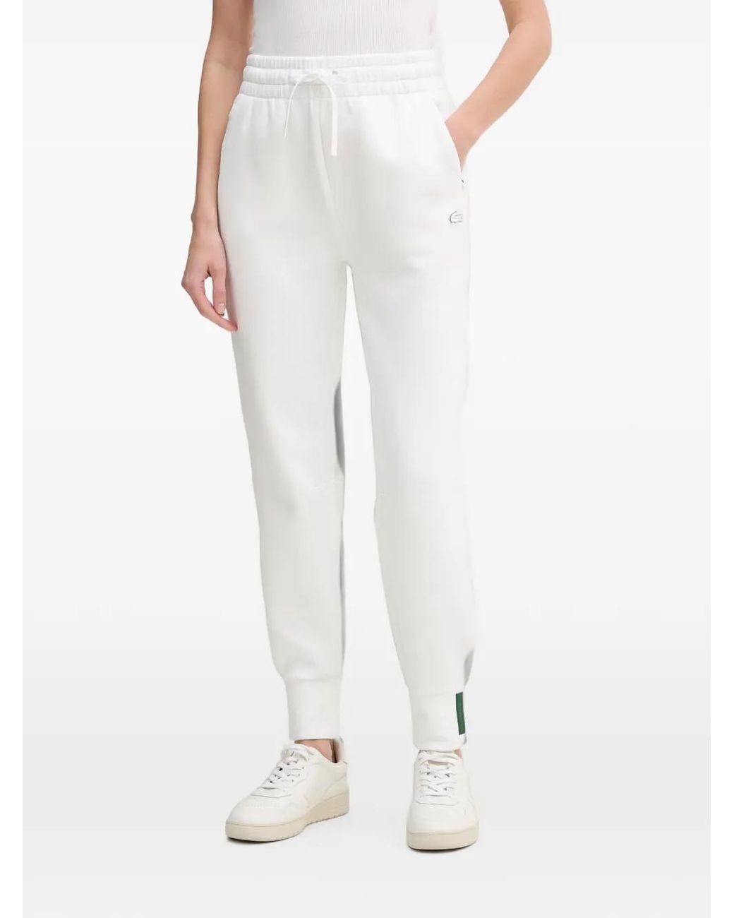 Lacoste White Logo-Patch Track Pants
