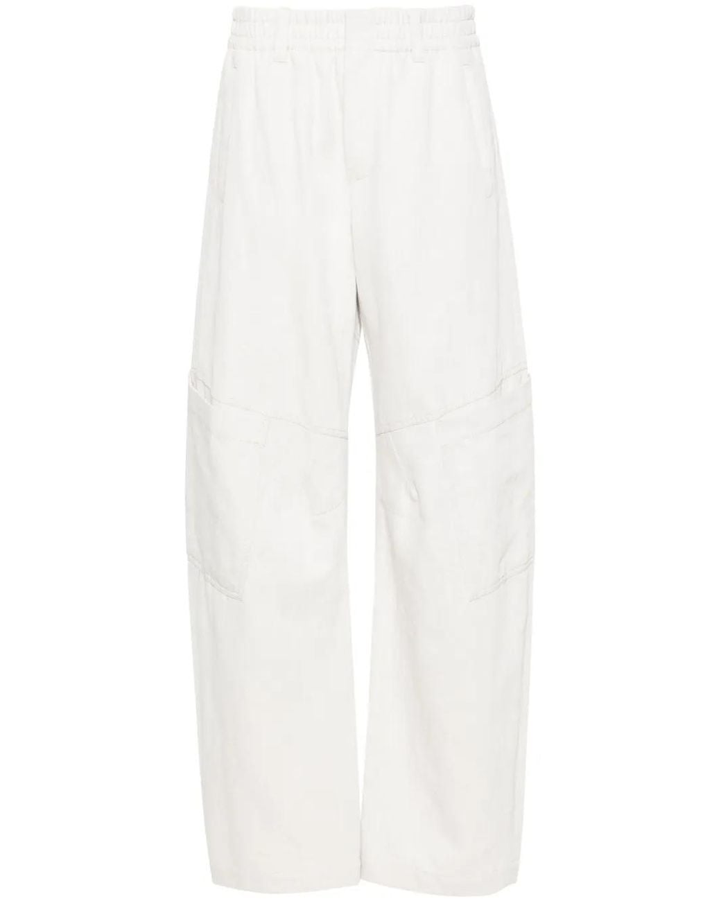 Brunello Cucinelli White Mid-rise Tapered Trousers