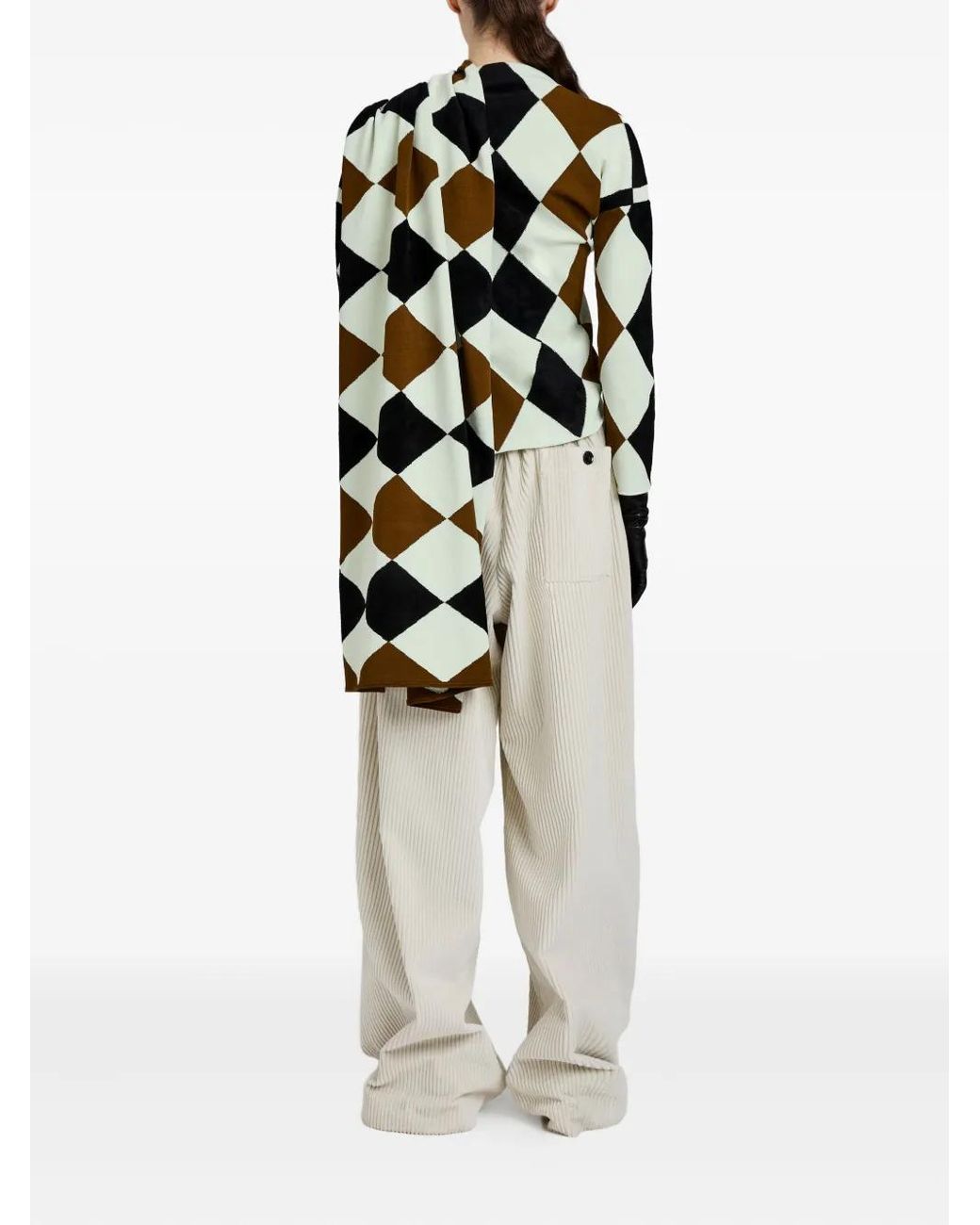 Proenza Schouler Black Vanne Argyle-Pattern Top