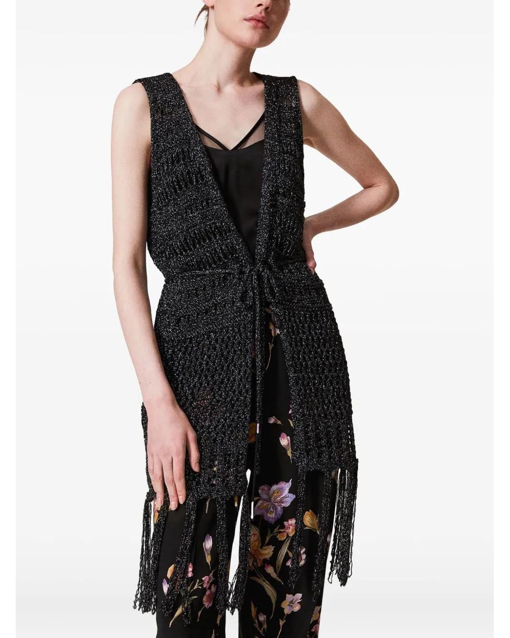 Twinset Black Lurex-Detail Cardigan