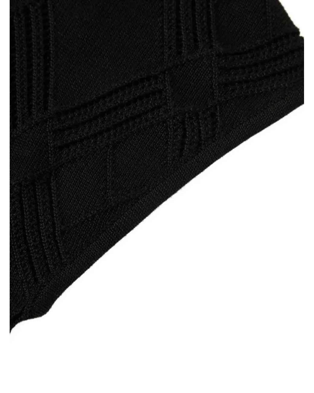 Shanghai Tang Black Openwork-Knit Silk Top