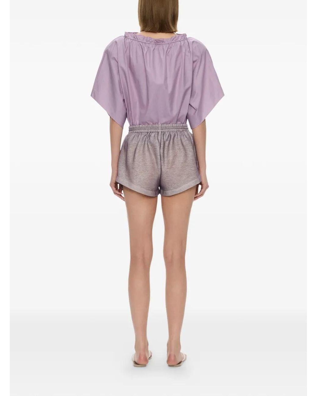 Christopher Esber Purple Mirage Palm Ruffled Top