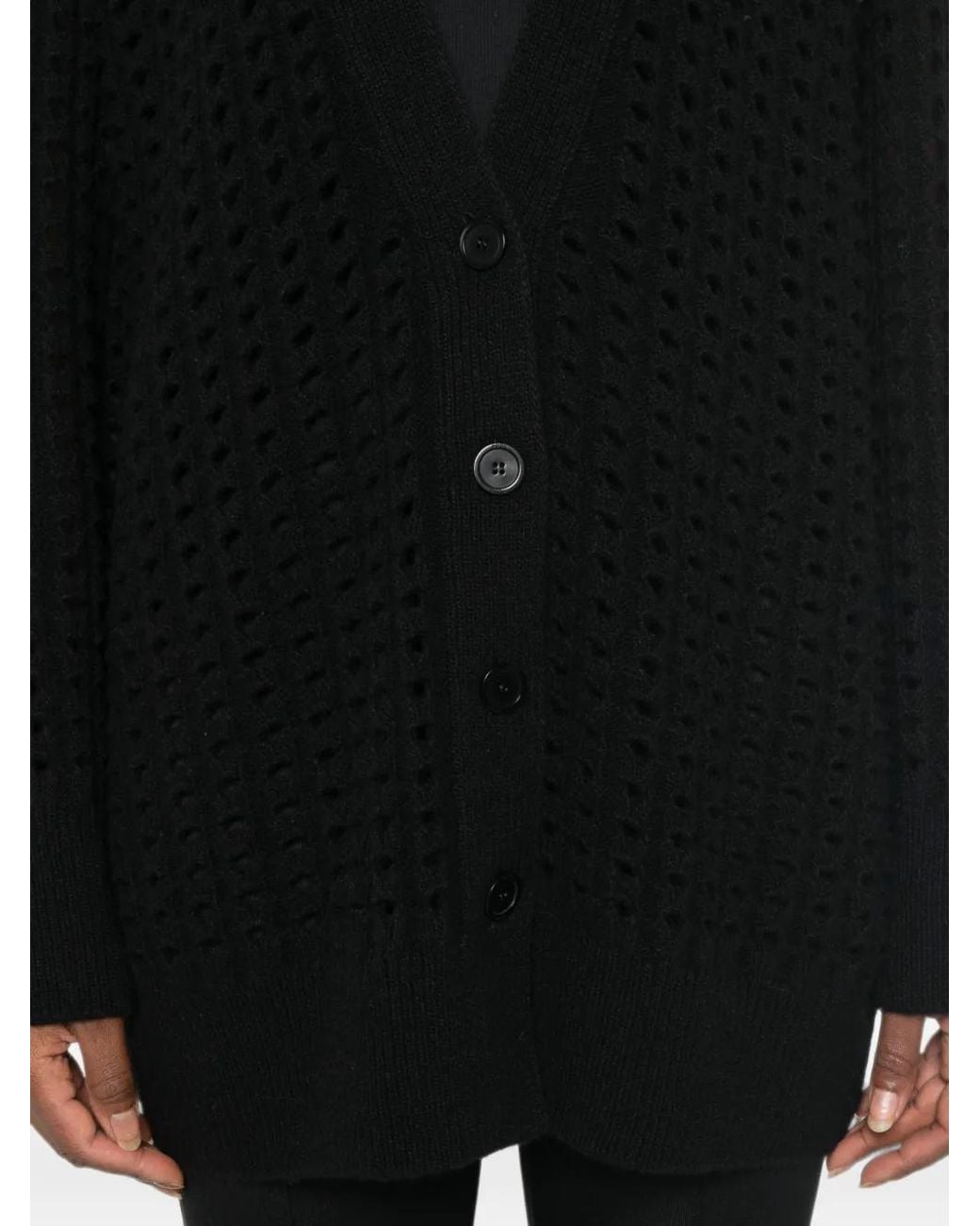 Nude Black Open-Knit Wool Sweater