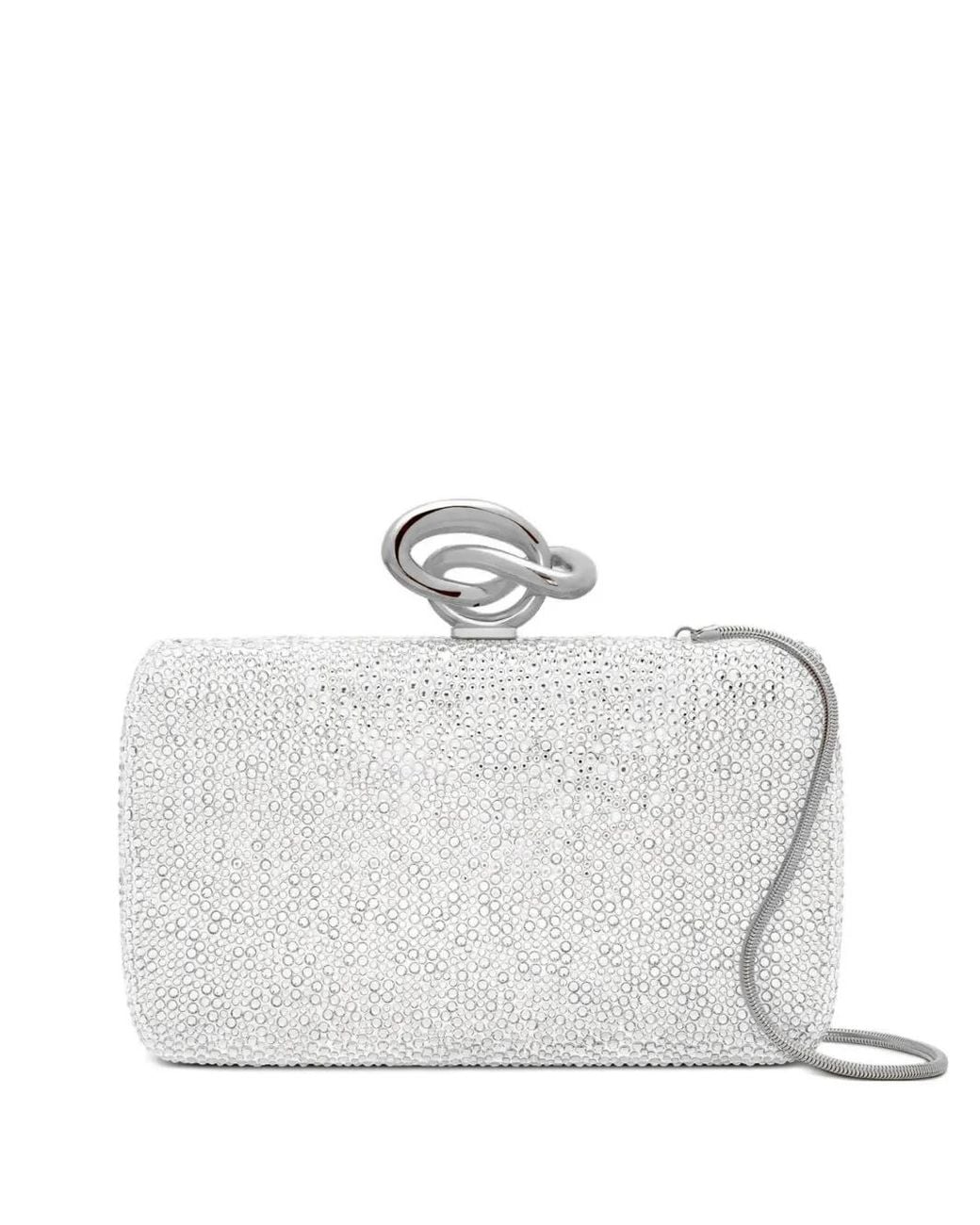 Oscar de la Renta White Crystal-Embellishment Clutch Bag