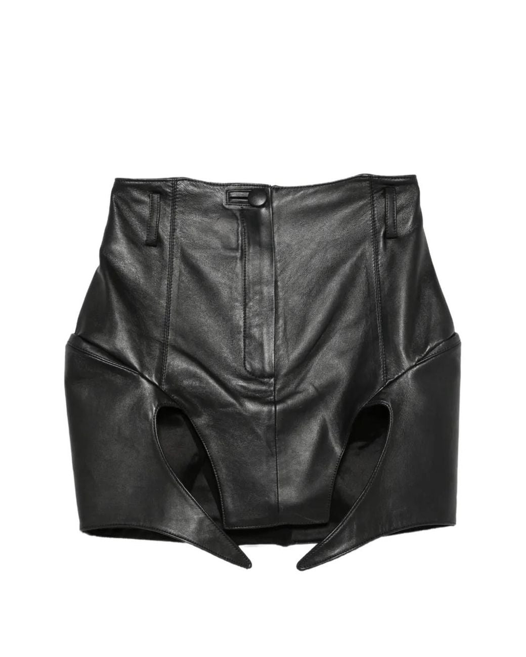 MITILIANE COUTURE Gray Cut-Out Leather Mini Skirt