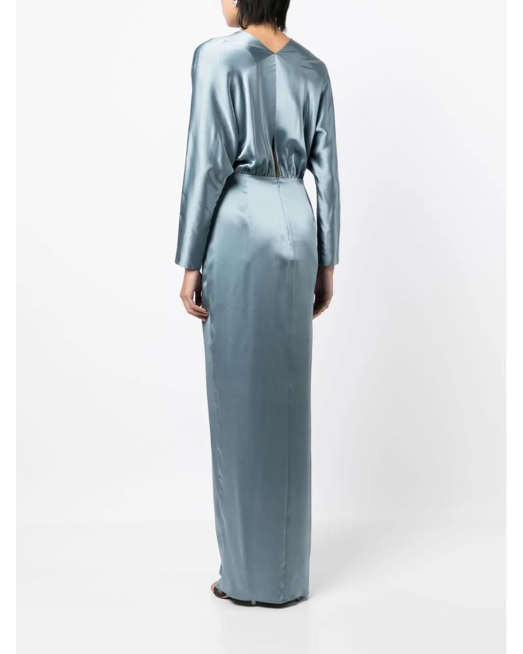 Michelle Mason Blue Twist-Detail Silk Gown