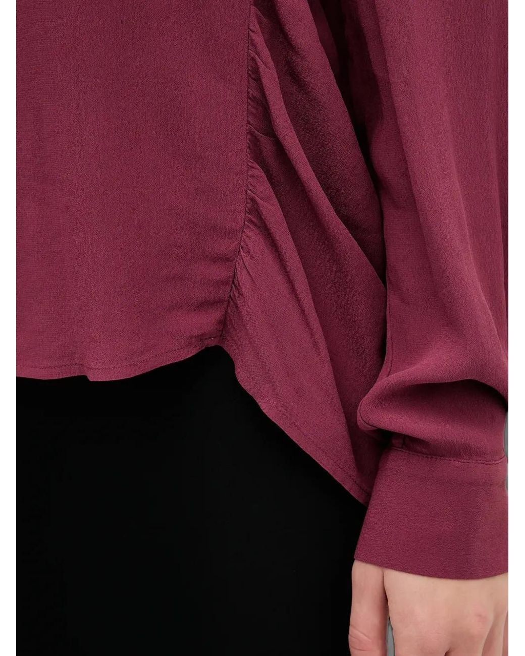 Sisley Red Ruched Buttoned Shirt