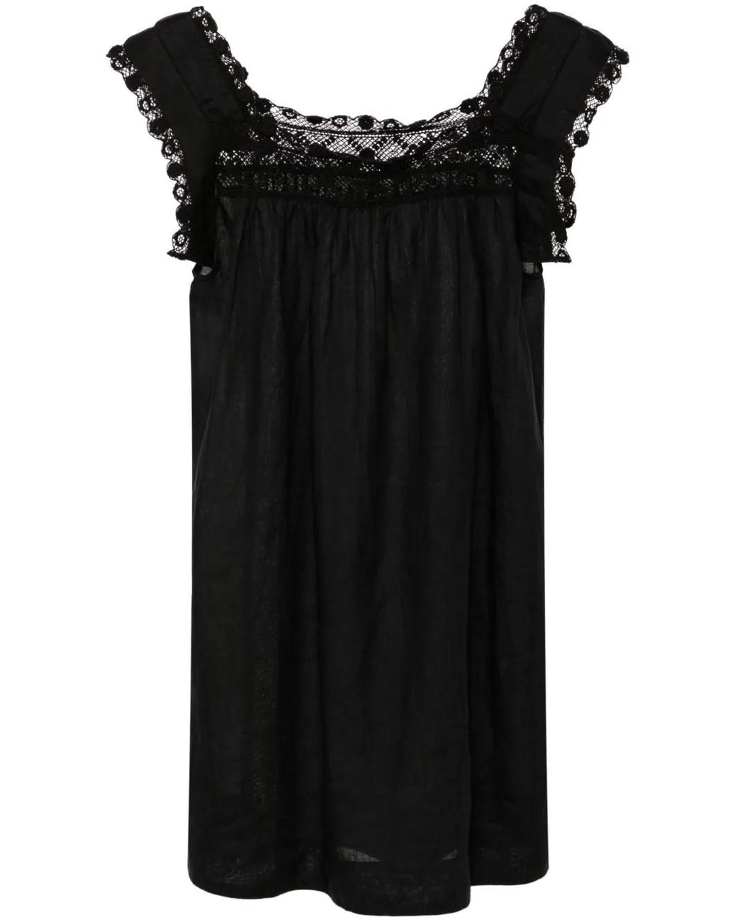 Doen Black Almadia Lace-Trim Dress