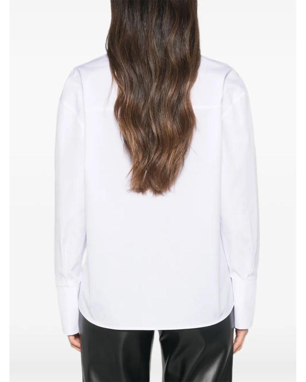 Patrizia Pepe White Lace-Up Eyelet-Embellished Shirt