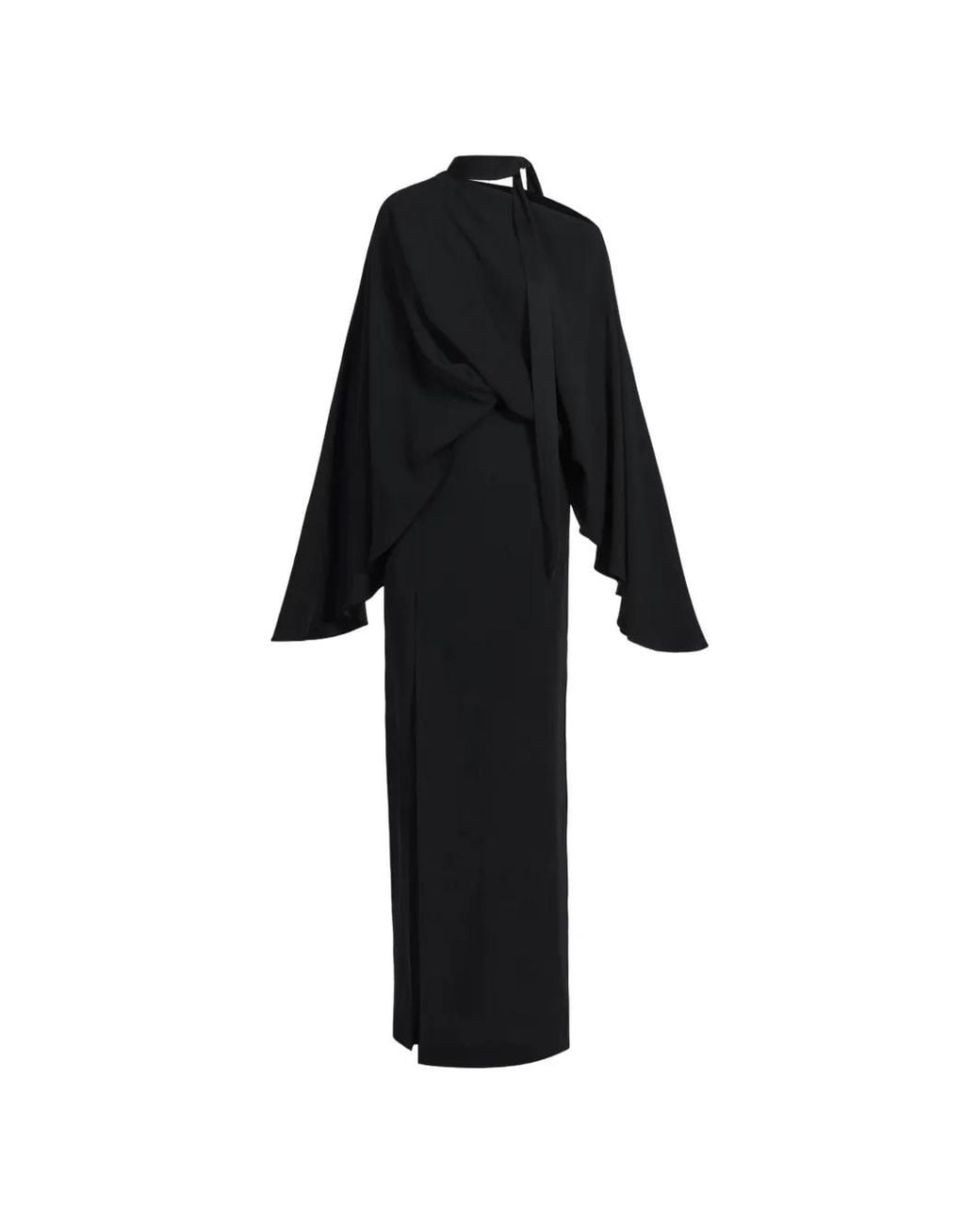 Taller Marmo Black Brooks Draped Asymmetric-Neck Maxi Dress