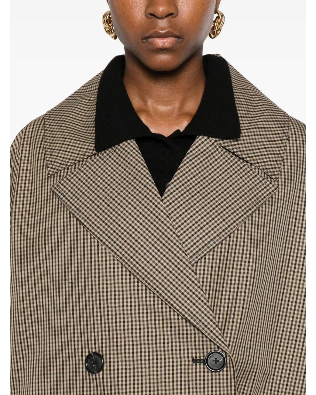 Totême Brown Doppelreihiger Blazer Mit Karomuster