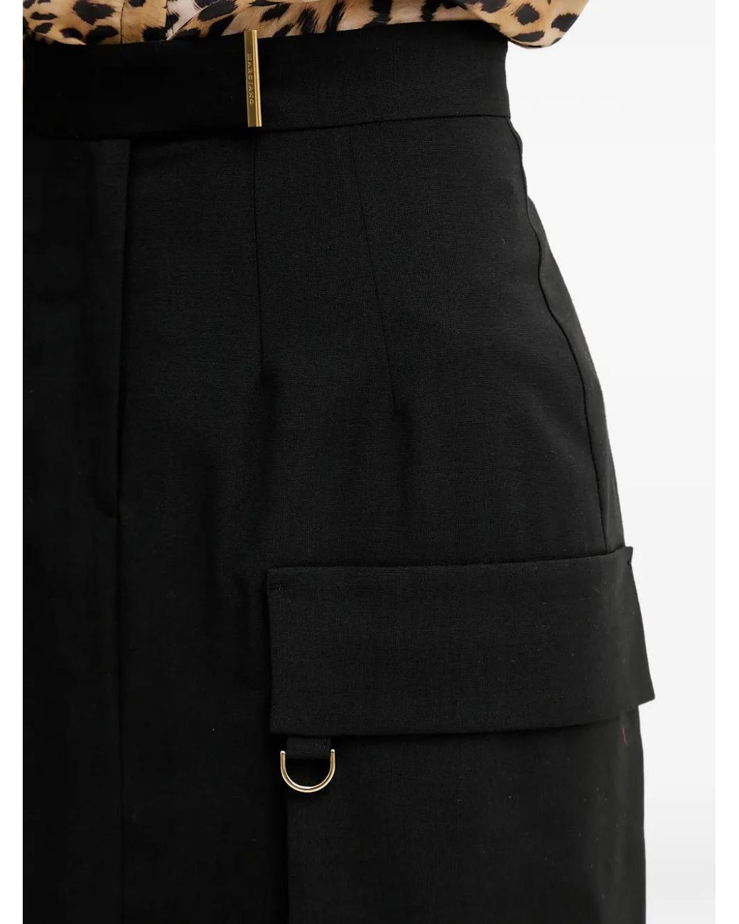 Guess Black Flap-Pocket Midi Skirt