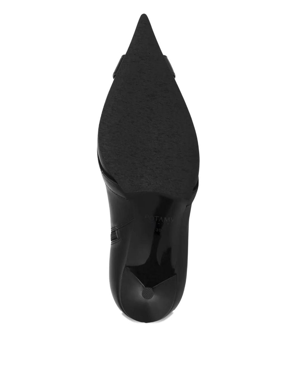 POTAMY Black Leather Ankle Boots