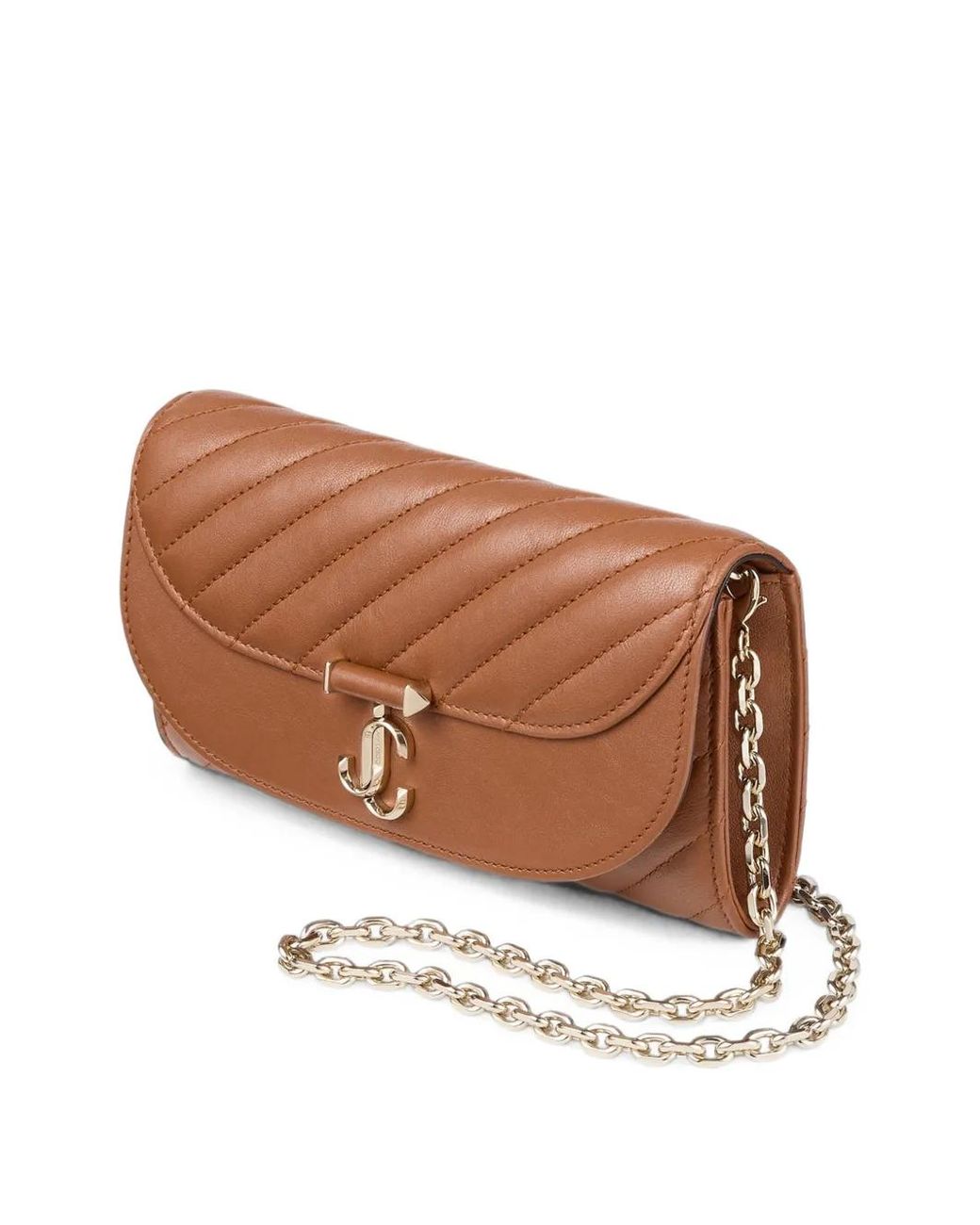 Jimmy Choo Brown Curve Wallet With Chain