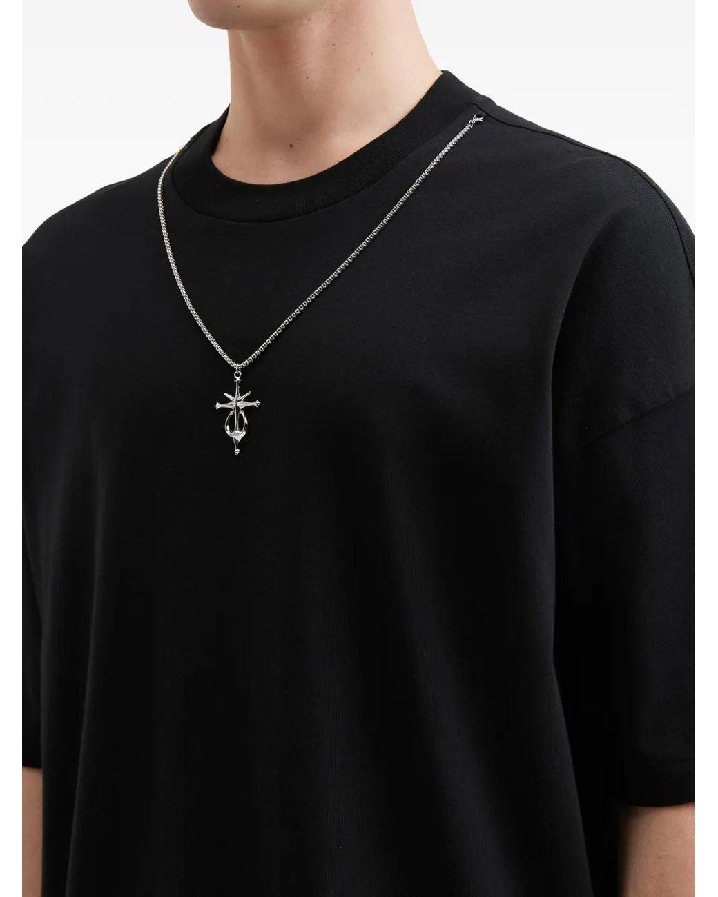 FIVE CM Black Necklace-Detail T-Shirt for men