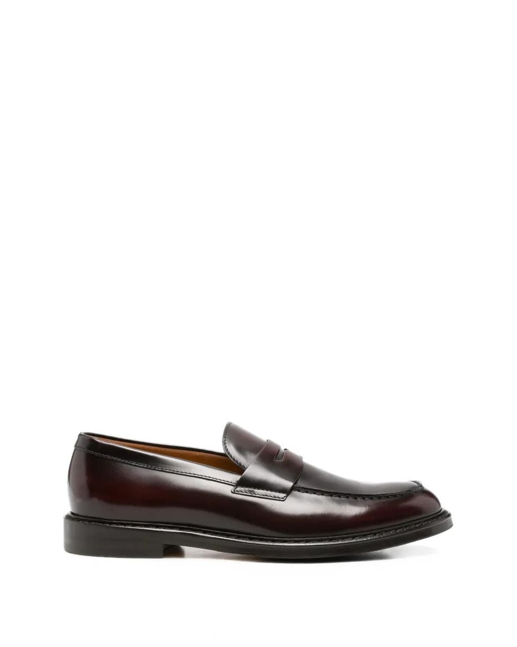 Doucal's White Polished-Finish Penny Loafers for men