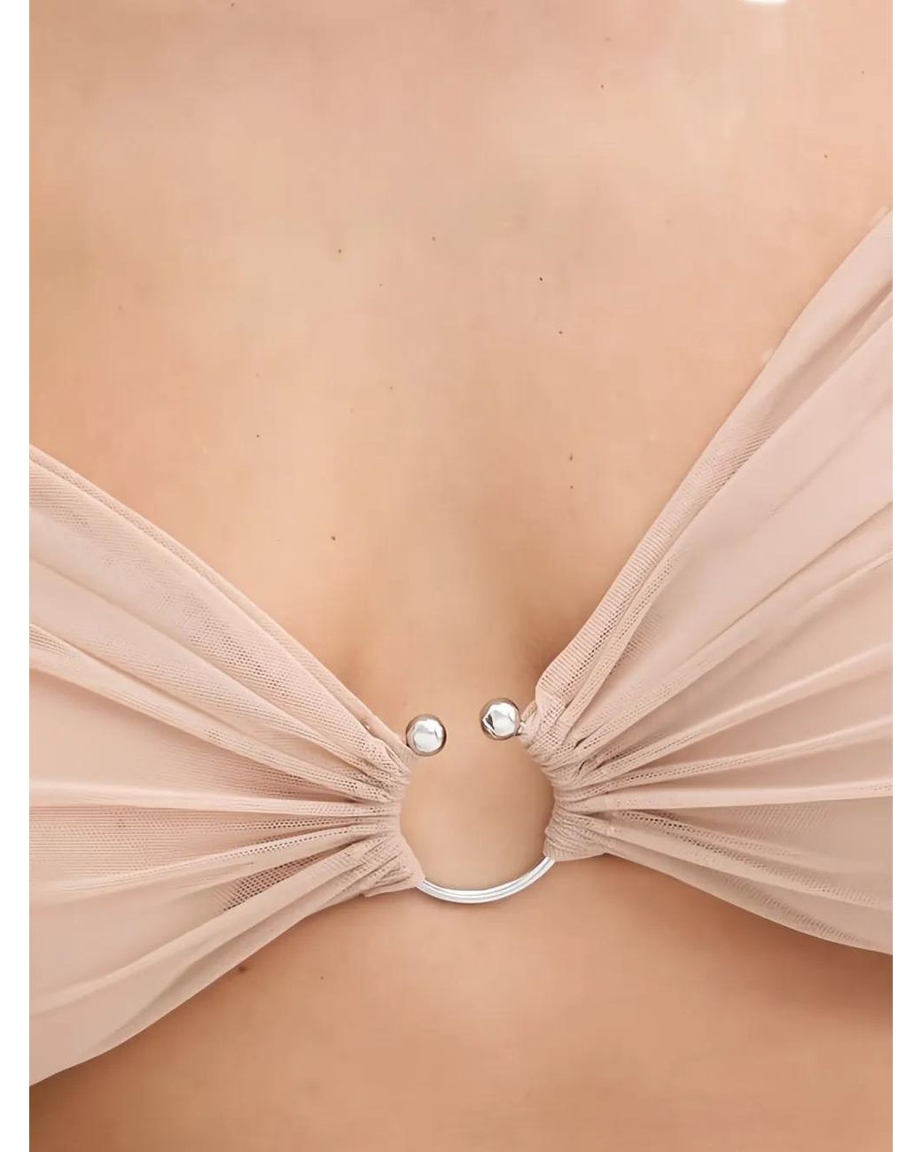 Zhilyova Natural Ring-Detail Neck-Cords Bra