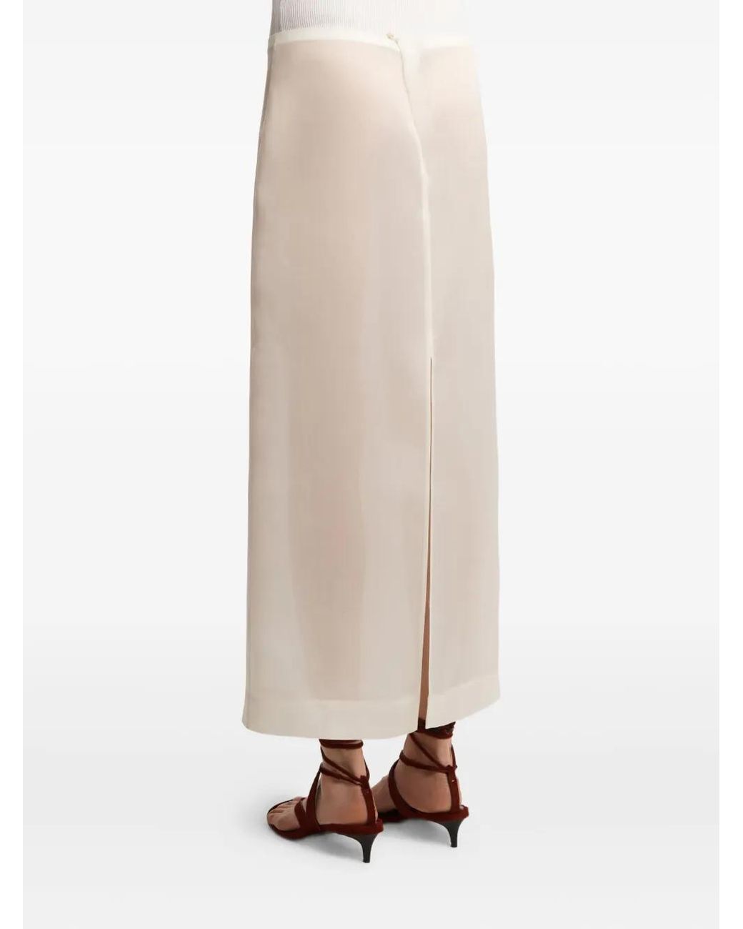 Khaite White Slit Skirt
