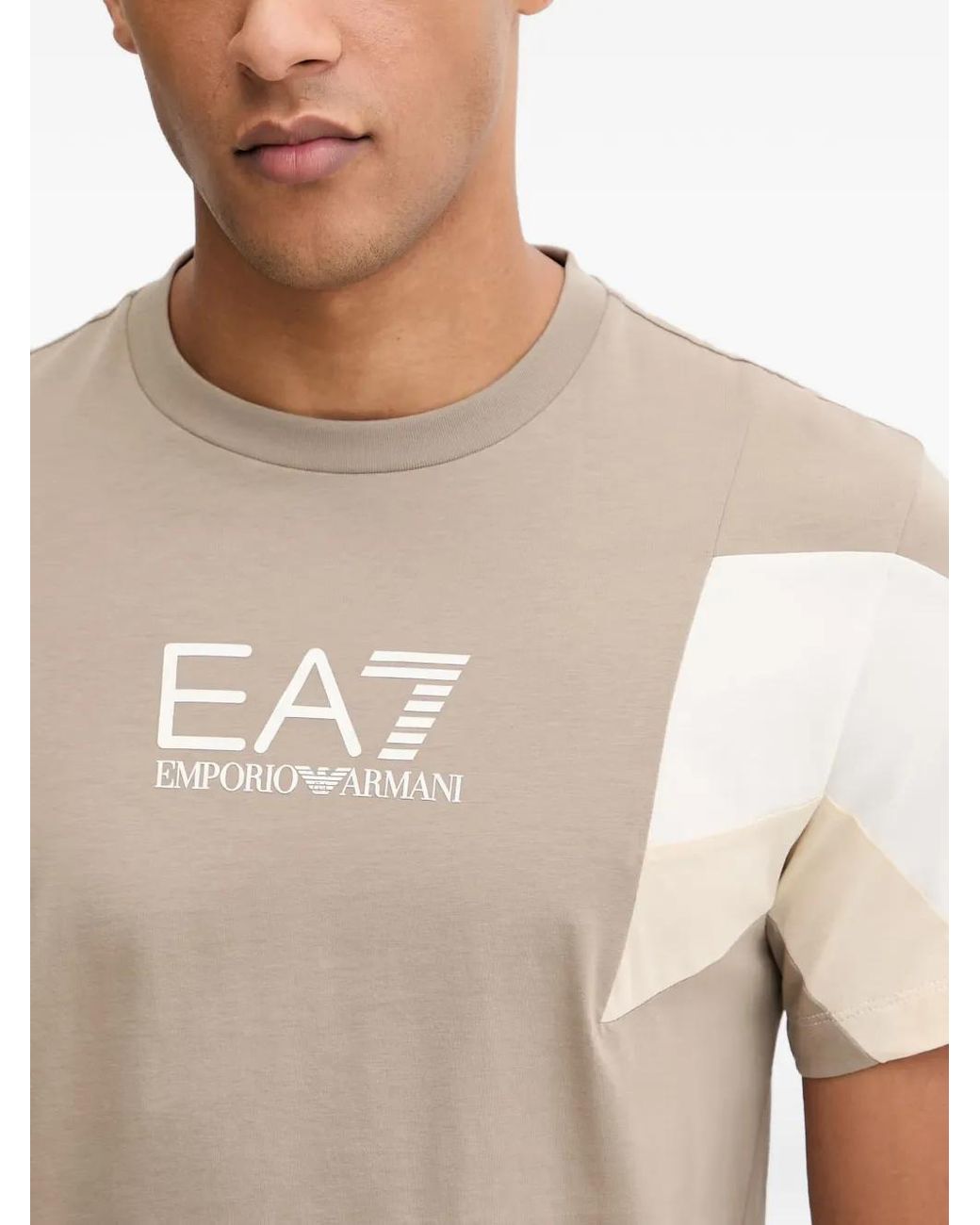 EA7 Natural Summer Block Cotton Jersey Crew-Neck T-Shirt for men