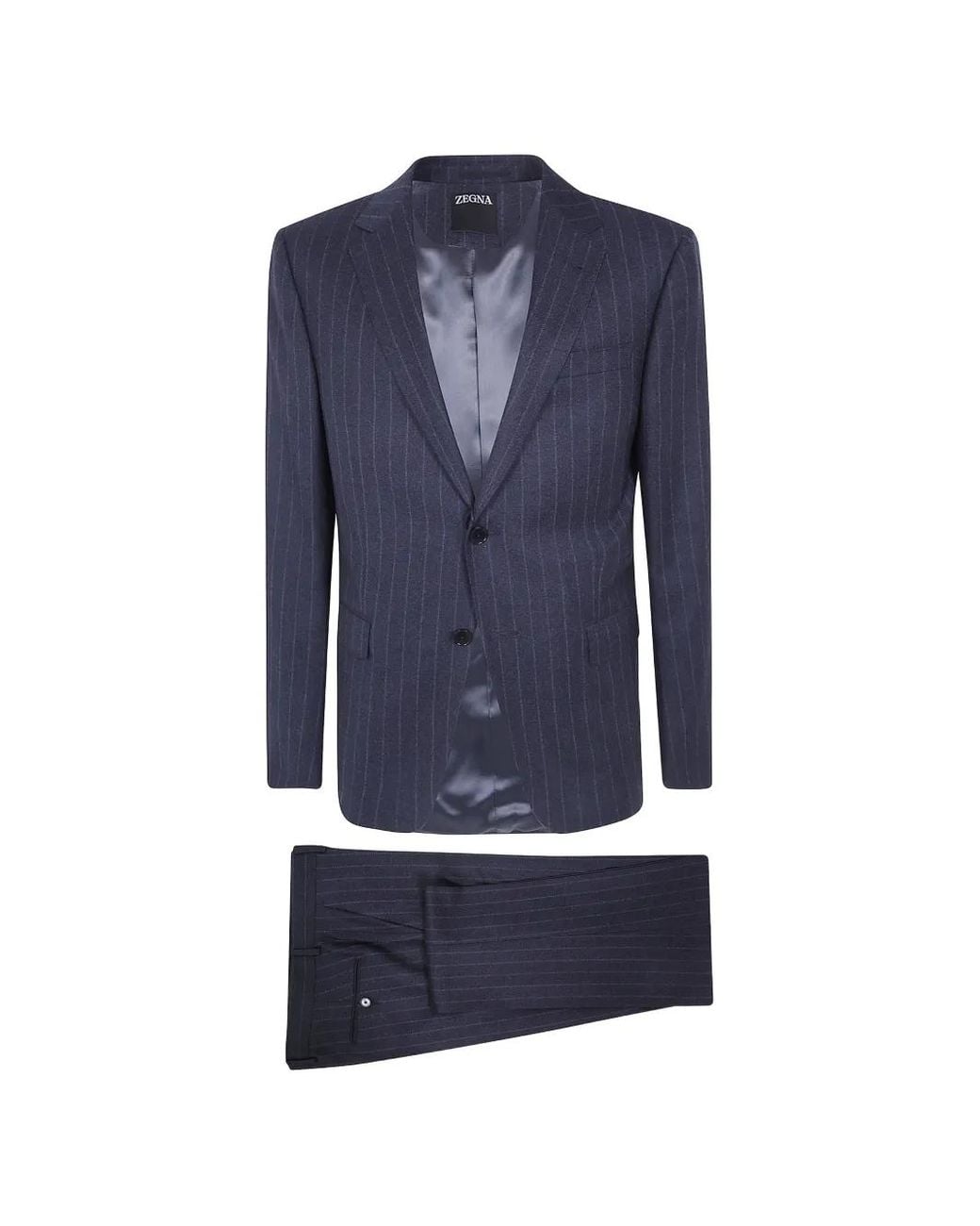 Zegna Blue Pinstripe-Pattern Wool Suit for men