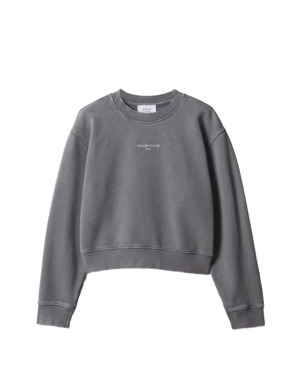 Maison Kitsuné Gray Paris Logo-Embroidered Cropped Sweatshirt