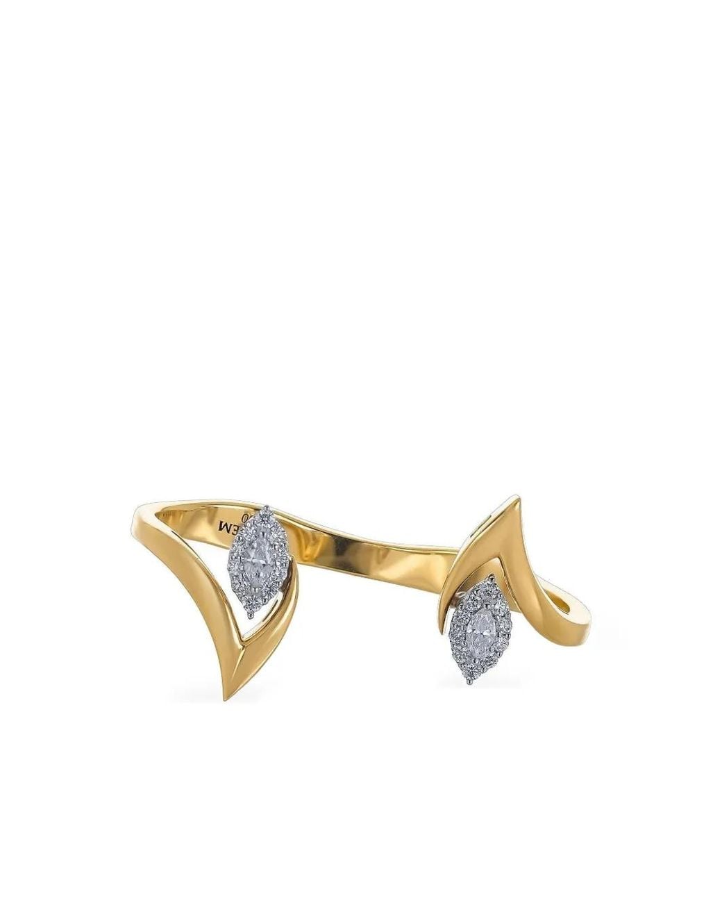 YEPREM Metallic 18K And Double Finger Diamond Ring