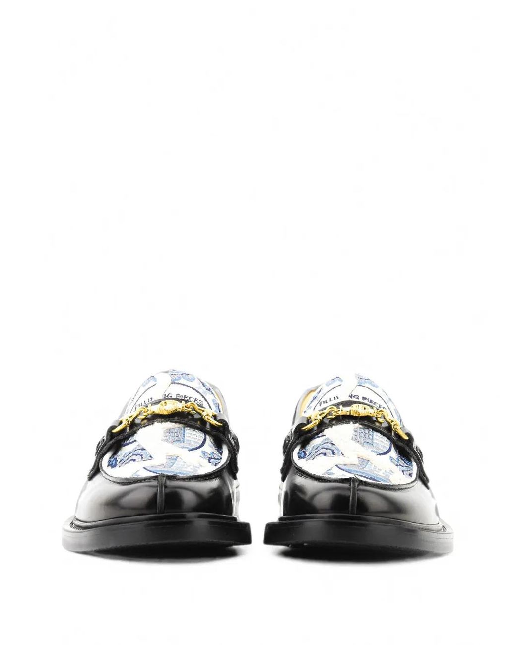 Filling Pieces Black Broken Plate Round-Toe Loafers