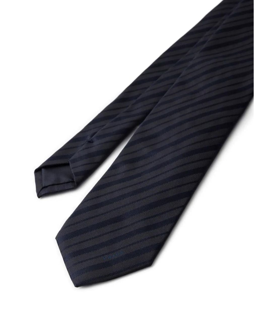 Prada Blue Striped-Pattern Silk Tie for men