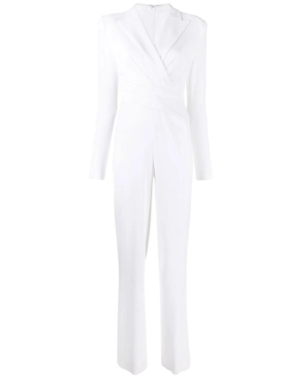 Talbot Runhof White Long-Sleeve Wrap-Design Jumpsuit