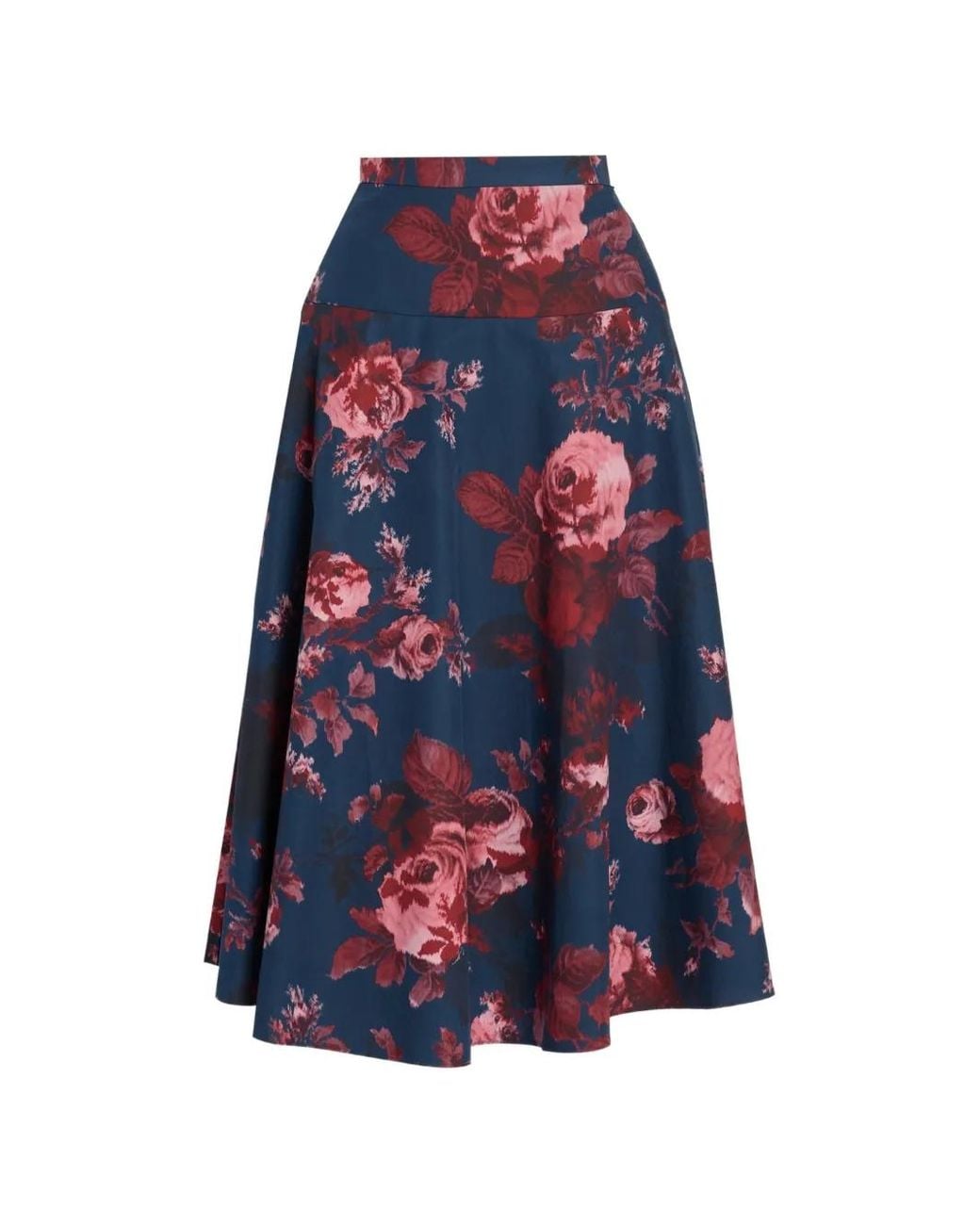 Erdem White Floral-Print A-Line Skirt