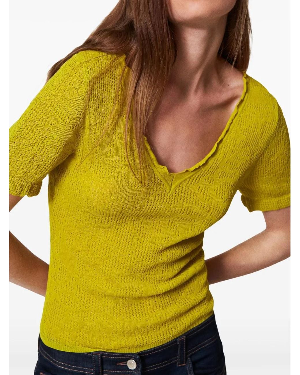 Twinset Yellow Floral Jacquard Top