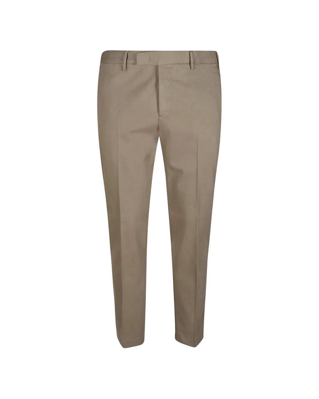 PT Torino Gray Straight-Leg Cotton Trousers for men