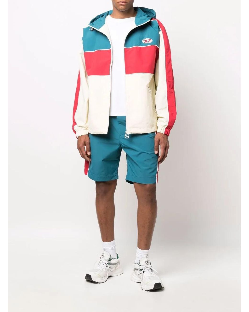 DIESEL Red Logo-Patch Hooded Jacket for men