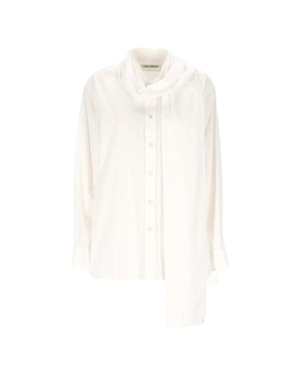 The Erose White Salvador Scarf-Detail Shirt