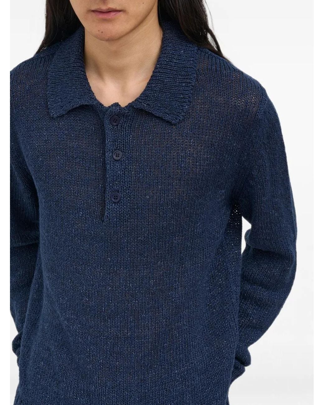 sunflower Blue Button-Fastening Long-Sleeve Sweater for men