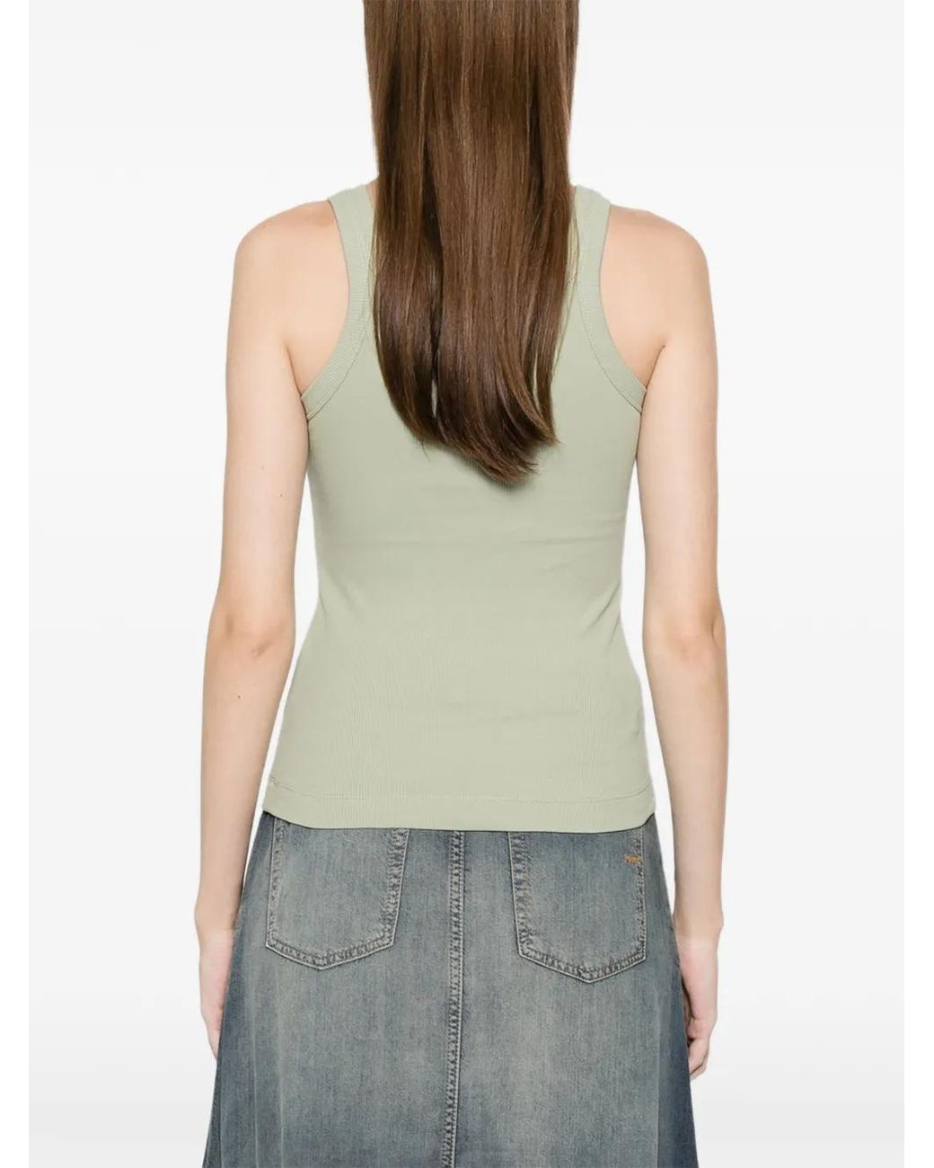 Pinko White Vest Top With Embroidery And Rhinestones