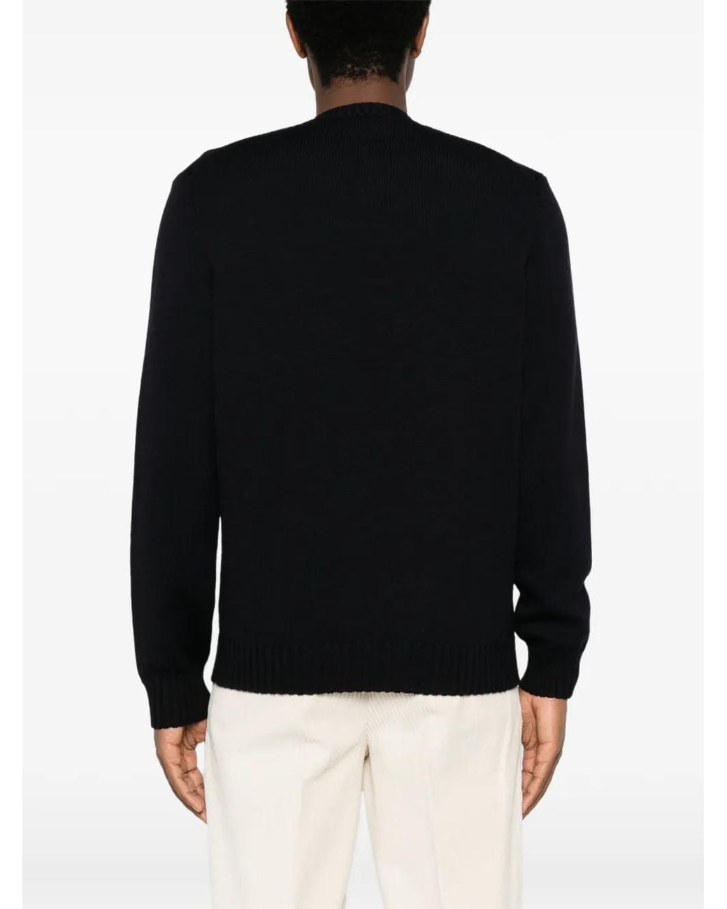 Heritage Black Ribbed-Knit Crew-Neck Sweater for men