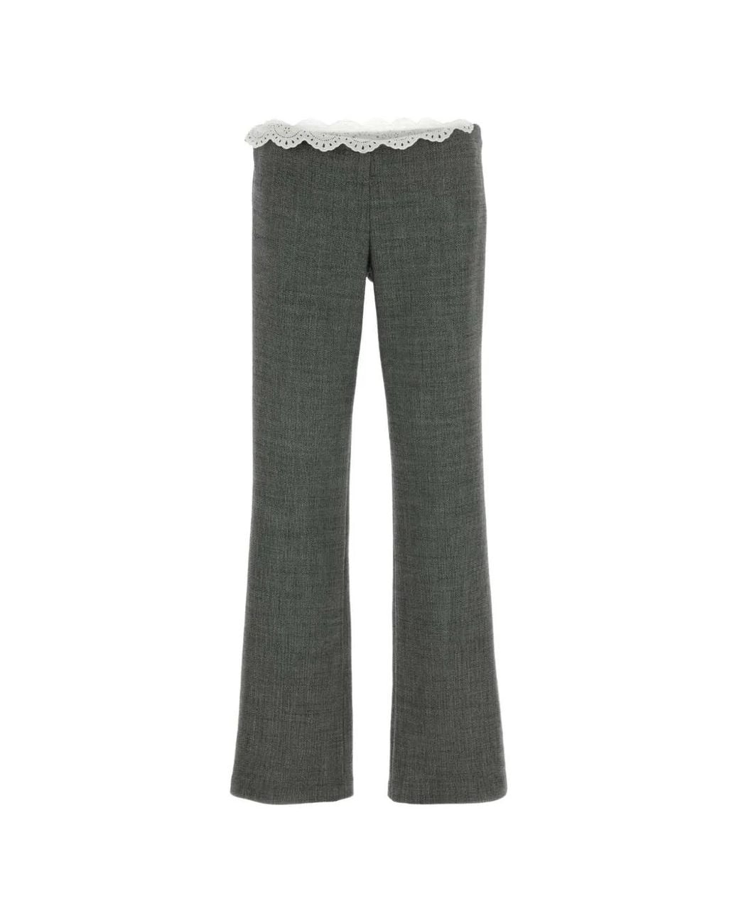 Magda Butrym Gray Lace-Trim Trousers