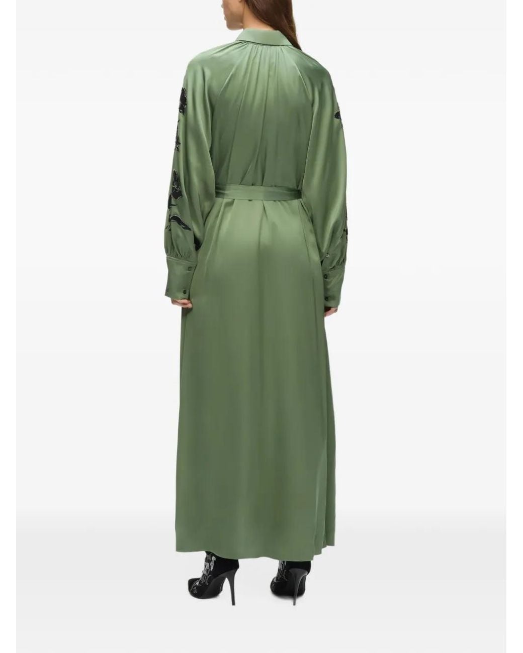 Karl Lagerfeld Green Orchid Satin Shirt Dress