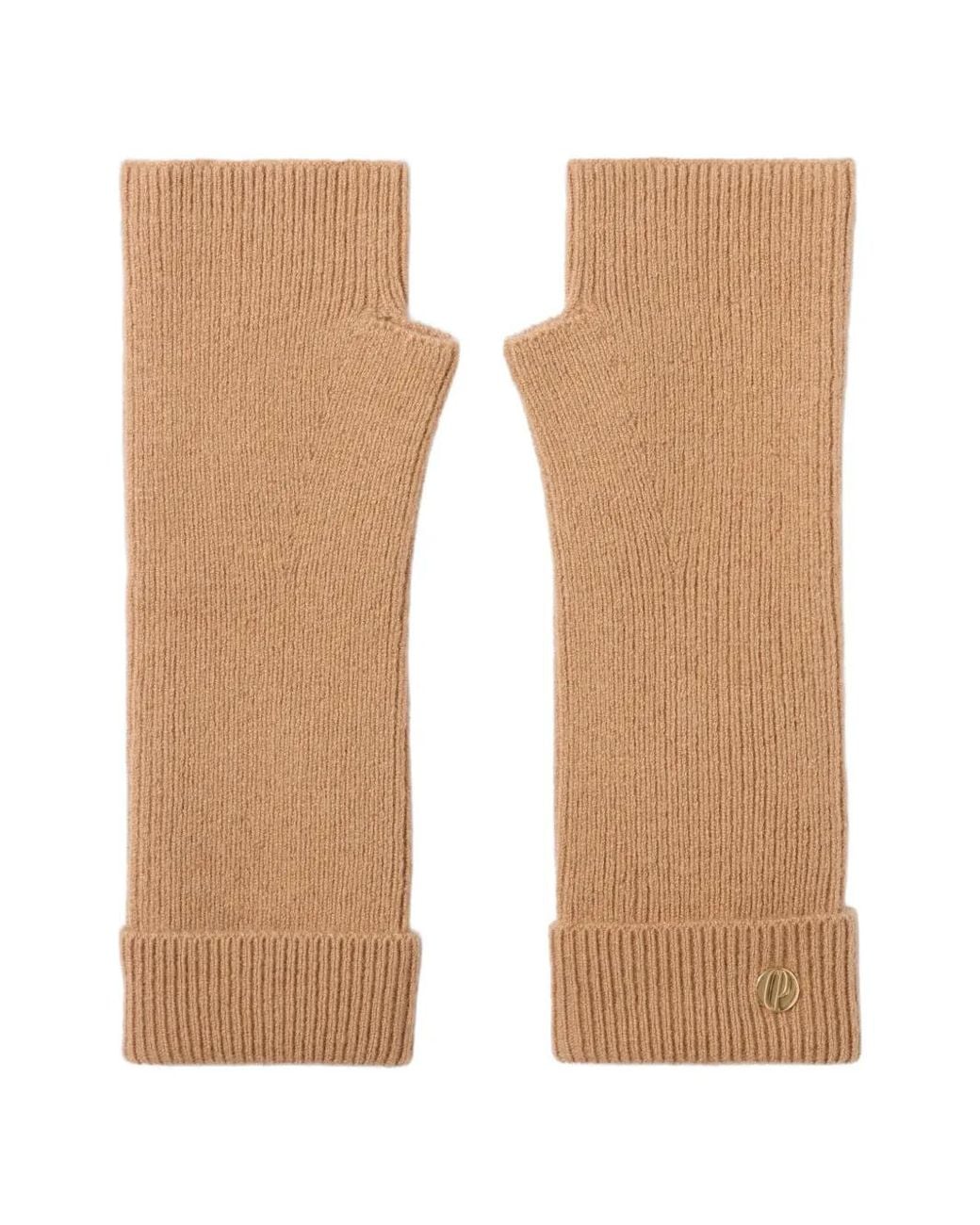 Claudie Pierlot Natural Mitaines En Laine Avec Gants Dorés Cp Rivet
